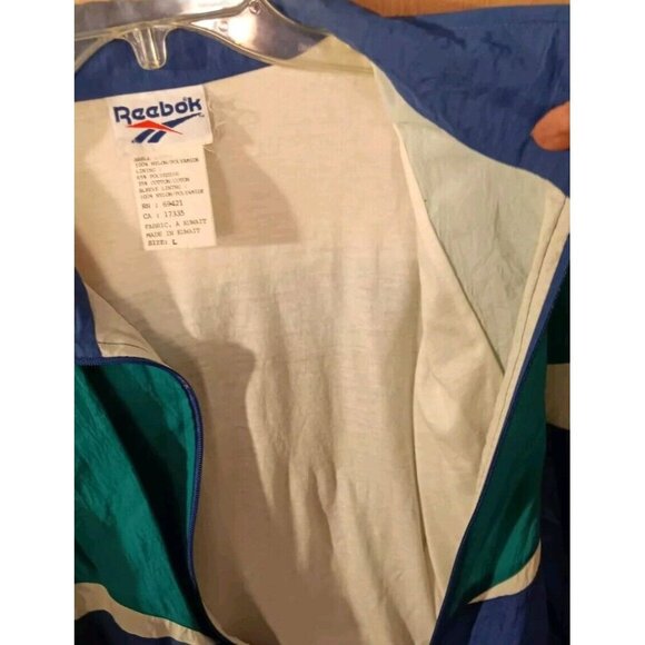 Vintage Reebok Jacket Large Purple White Green Windbreaker Embroidered Logo * - Picture 6 of 7
